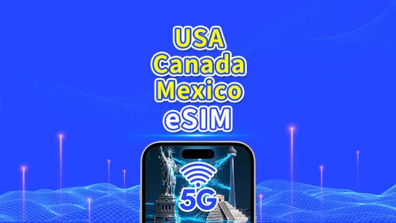 USA, Canada, Mexico eSIM | 5G/4G | Daily/Total Data Package | 1–30 days | 24-Hour Billing | QR code