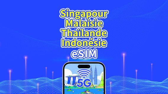 eSIM Asie du Sud-Est | Singapour/Malaisie/Thaïlande/Indonésie | 5G/4G | Jour naturel | 1 à 30 jours | Code QR