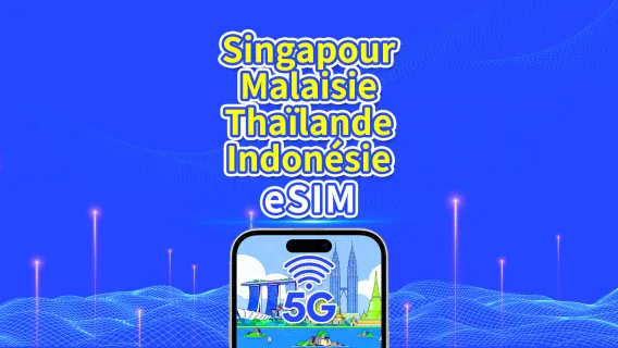 eSIM Asie du Sud-Est | Singapour/Malaisie/Thaïlande/Indonésie | 5G/4G | Jour naturel | 1 à 30 jours | Code QR