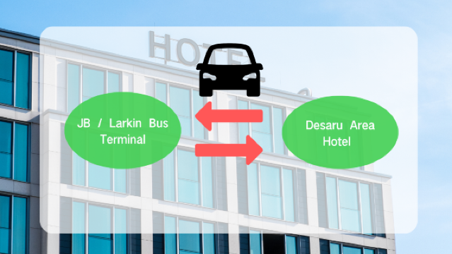 บริการรับส่งด้วยรถยนต์ส่วนตัวจากโจโฮร์บะฮ์รูไปยังโรงแรมในเดซารู