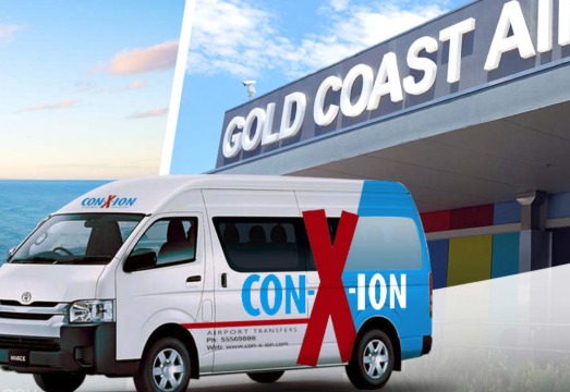 Round-trip transfers to Gold Coast theme parks including Sea World, Fantasyland, Movie World, and Wet'n'Wild AUD 21.74