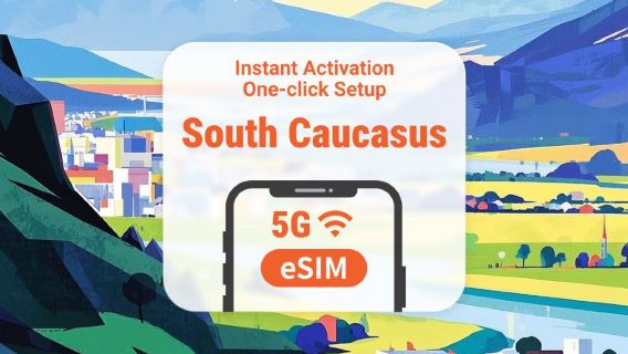 Kaukasus 3 destinationer 5G eSIM | Georgien, Azerbajdzjan & Armenien | Full AI- och TikTok-åtkomst | 1–30 dagar | QR-kod