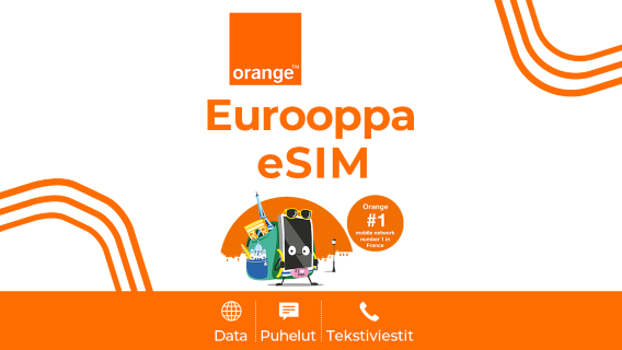 Euroopan Orange 4G eSIM | Puhelut + tekstiviestit | Ranskalainen puhelinnumero | 24 tunnin laskutus | QR-koodi