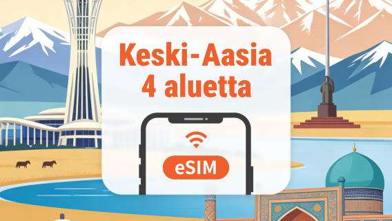 Keski-Aasia 4 maata eSIM | Kaikki AI & TikTok | 1–30 päivää | QR-koodi