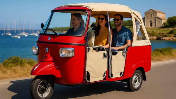 Olbia: Tour privado en tuk-tuk con parada en la playa de Pittulongu