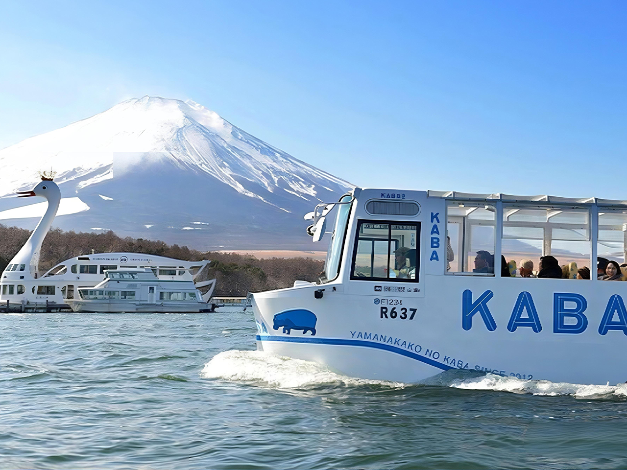 Piccolo gruppo di 9 persone · Tour di un giorno in bus anfibio ai due laghi del Fuji | Trasferimento dall'hotel opzionale + servizio in cinese/inglese