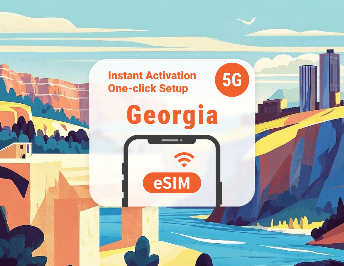 Georgia 5G eSIM | Dubbele netwerkdekking | 1–30 dagen | Directe QR-code