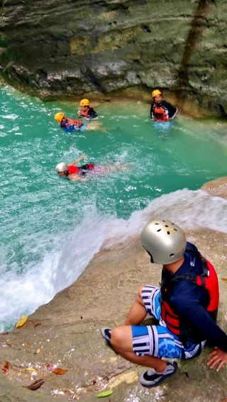 1-day tour to Oslob whale sharks + Kawasan Falls canyoneering in Cebu, Philippines