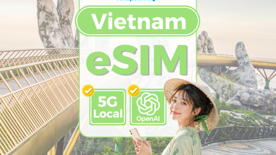 Vietnam Vinaphone Local 5G eSIM | 6GB or 100GB per day | ChatGPT Full Access | Voice & Texts | QR code