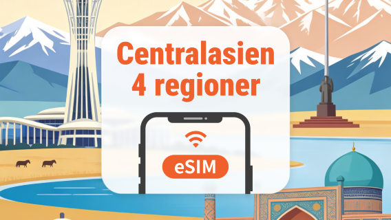 Centralasien 4 länder eSIM | Alla AI & TikTok | 1–30 dagar | QR-kod