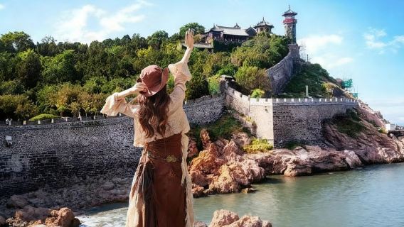 蓬萊閣+文成成堡+登州博物館+田橫山+金沙灘孤獨的鯨一日遊