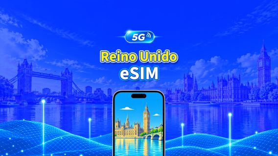 Reino Unido 5G eSIM | 3 redes incluídas | Compatível com IA e TikTok | Pacote de dados diário/total | 1–30 dias | Cobrança de 24 horas | Código QR