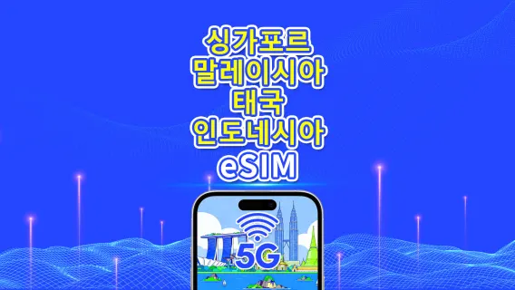 동남아시아 eSIM | 싱가포르/말레이시아/태국/인도네시아 | 5G/4G | 내추럴 데이 | 1~30일 | QR 코드