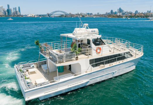 Sydney: Premium Catamaran Vivid Cruise with Welcome Drink