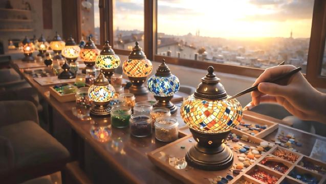 เวิร์คช็อปทำโคมไฟโมเสกแบบตุรกีในอิสตันบูล – กิจกรรมทำมือในเบยอกลู