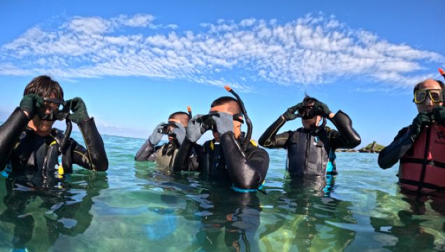 Scuba diving experience at the Blue Cave in Onna, Okinawa (2 hr) - "Okinawa Blue Cave", no swimming skills required, beginner-friendly, shore entry to dive site