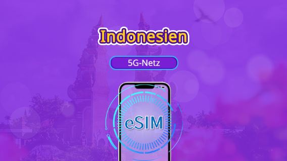 Indonesien | 4G/5G eSIM | Tagespaket/Datenpaket | 24-Stunden-Abrechnung | 1-30 Tage wählbar | QR-Code