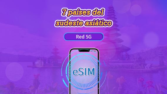 Sudeste Asiático (7 países) | eSIM 5G/4G | Pase diario/Plan Completo | Facturación cada 24 horas | 1-30 días | Código QR