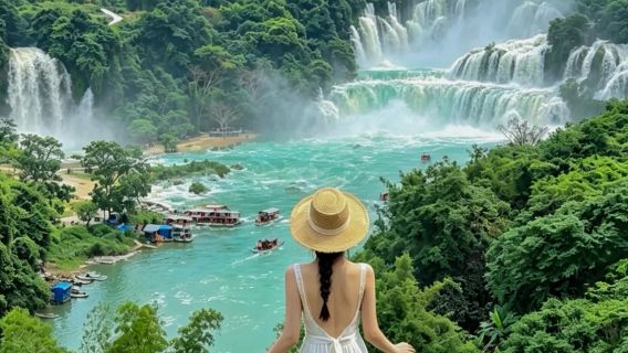 Lawatan sehari ke Air Terjun Detian | termasuk 1 tiket masuk ke kawasan kopi gua biru
