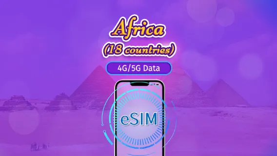 Afrique (18 pays) | eSIM 5G/4G | Forfait journalier/forfait total | 24H | 1 à 30 jours | Code QR