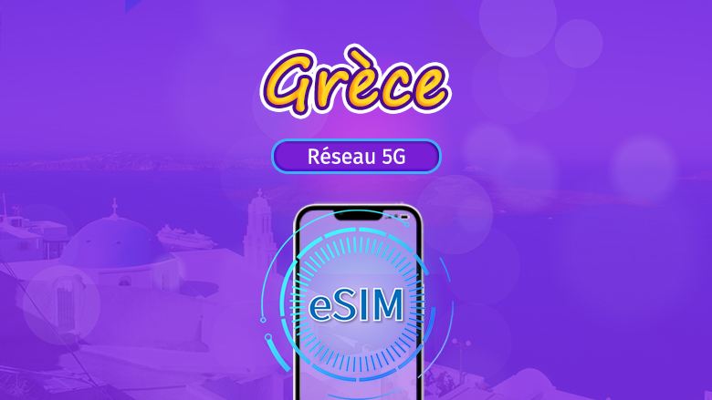 Grèce | eSIM 5G/4G | Forfait total | Facturation 24h | 7–30 jours | Code QR