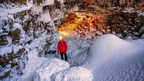 Tour di un giorno del tunnel di lava Raufarhólshellir + Cerchio d'Oro in Islanda | Esplorazione del mondo sotterraneo | Trasferimento dal centro città