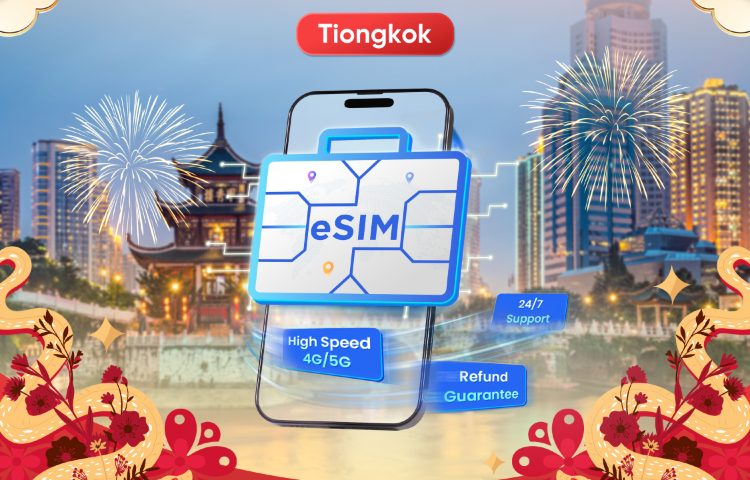 eSIM China | 1-30 Hari | Hingga 60GB Data Kecepatan Tinggi | Cakupan di Jaringan Terkemuka