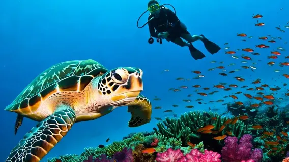 1-day tour to Mataking, Timba Timba Island and Pom Pom Island - Semporna island hopping with snorkeling and scuba diving (admission ticket at your own expense)