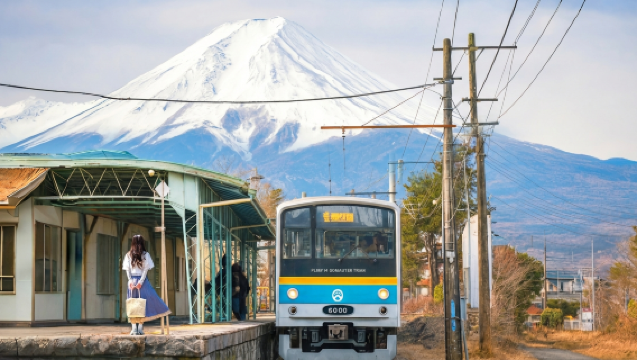1-day Fuji Train Cherry Blossom Tour: Lake Kawaguchiko Sightseeing Boat "Appare"/Cable Car + Lake Yamanaka + Lawson