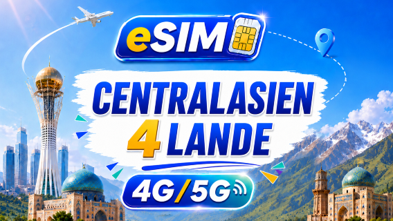 Centralasien 4 lande 5G/4G eSIM | Understøtter alle AI & TikTok | 500MB/dag - i alt 100GB | 24 timers fakturering | QR-kode