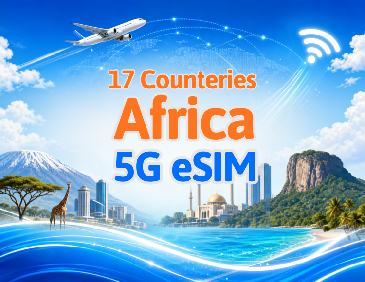 非洲17國｜5G/4G eSIM｜支援 Google Maps、TikTok 與 ChatGPT｜每日流量方案／總流量方案｜24小時計費｜1–30天｜QR Code