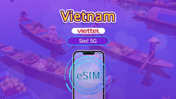 Viettel eSIM Vietnam | Obsługuje sieci 5G, TikTok i ChatGPT | Plan dzienny | 3–30 dni | Rozliczenia dzienne | Kod QR