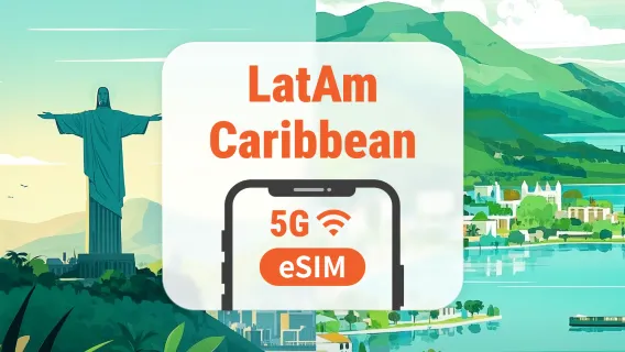 Amerika Tengah & Karibia 13 Destinasi eSIM | Kosta Rika, Peru & Lainnya | 1–30 Hari | Kode QR Instan