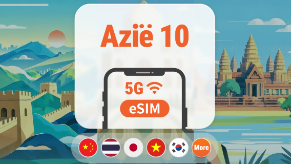 Azië 10 Regio's 5G eSIM | Multi-netwerk • Alle AI ondersteund | 1–30 Dagen | QR-code