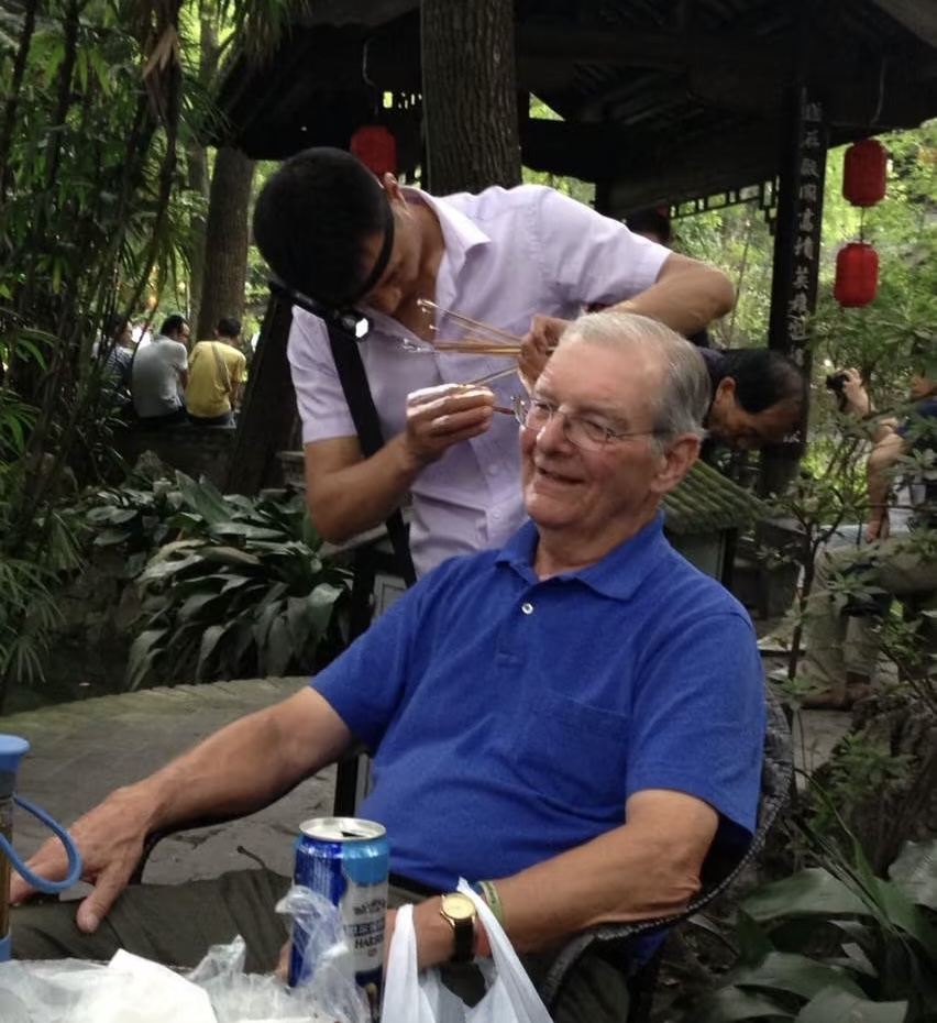 Experience the laid-back lifestyle of Chengdu with a traditional ear cleaning session at Shuxiaojiang.