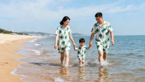 威海石島灣國際海水浴場旅拍【跟拍攝影親子照情侶閨蜜兒童跟拍家庭旅拍】