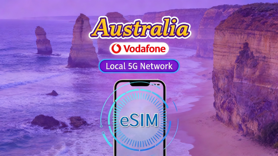 Австралия Vodafone eSIM|Поддержка сети 5G, Tiktok и ChatGPT|включены звонки и SMS без ограничений|Пакет трафика|28 дней|QR-код