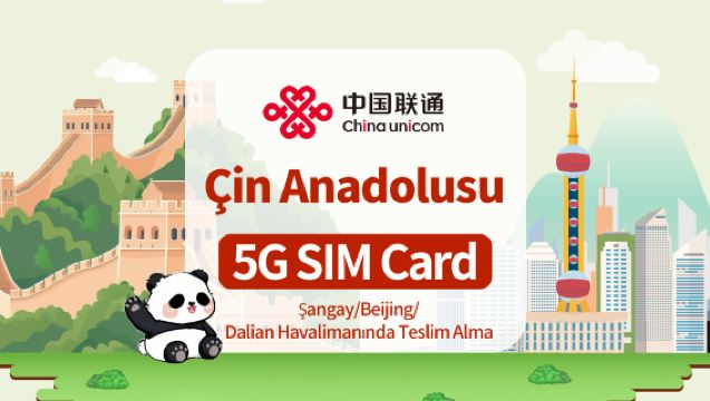 [Çin Halk Cumhuriyeti] China Unicom 5G SIM Kartı | Günlük İhtiyaçlar | Şanghay/Pekin/Dalian Havaalanlarından Teslim Alma | 7/10 Gün | Yerel Aramalar ve SMS Desteği + Uygulama Kaydı + İnternet Erişimi