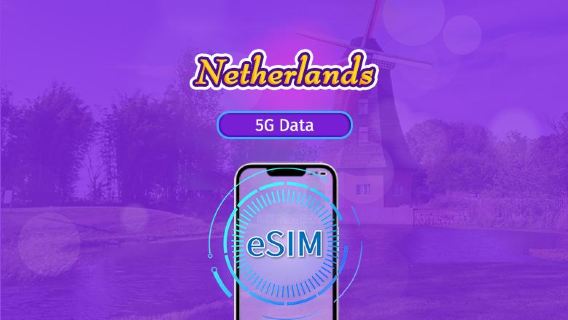 Holanda | eSIM 4G/5G | Pacote de dados | Faturamento de 24 horas | 7-30 dias | QR code