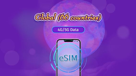 Toàn cầu (66 quốc gia) | eSIM 5G/4G | Gói tổng | Tính phí mỗi 24 giờ | 1-7 ngày | Mã QR