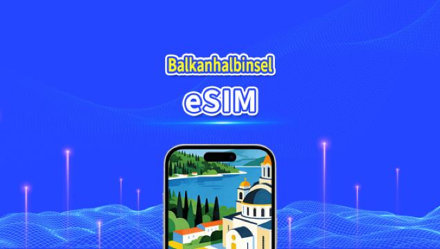 eSIM Balkanhalbinsel Europa | Enthält Albanien / Bosnien-Herzegowina / Montenegro / Serbien / Griechenland / Nordmazedonien usw. | 1–30 Tage | 24-Stunden-Abrechnung | QR-Code