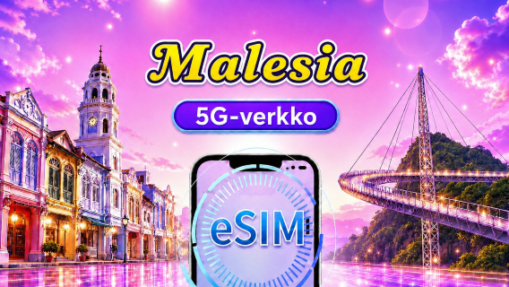 Malesia 5G eSIM | Tukee Google Maps/Chat GPT | Päiväpaketti/datapaketti | 24 tunnin laskutus | 1–30 päivää | QR-koodi