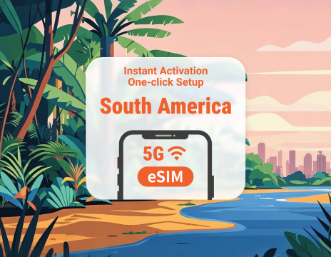 South America 7 Destinations 5G eSIM | Brazil, Argentina, Peru & More | Full AI & TikTok Access | 1-