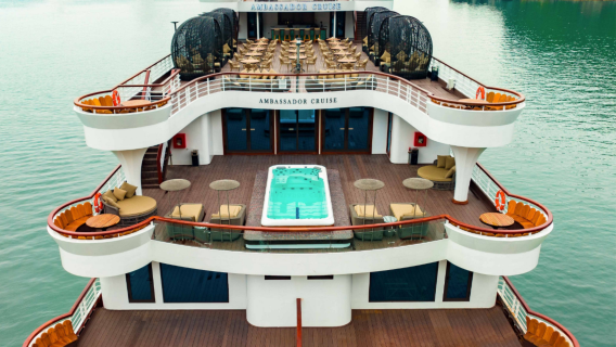 Ambassador Cruise II – Halong Bay Day Cruise with Cave, Kayak & Live Music