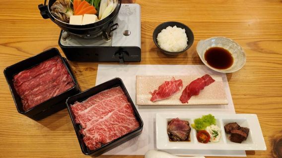 Kobe beef tasting and simple calligraphy workshop experience at Kyoto Wasabi Main Store
