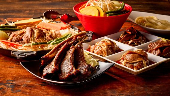Genghis Khan Matsuo Shinjuku Sanchome: All-you-can-eat package featuring four types of Genghis Khan grilled lamb and lamb chops (includes 90-minute free-flow drinks)