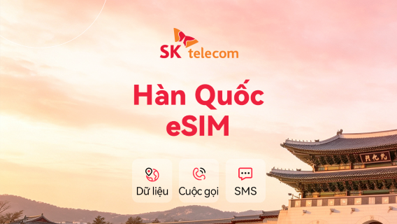 Hàn Quốc SKT 5G/4G eSIM gốc | Gọi + SMS | Số điện thoại 010 | Tính phí theo 24 giờ | QR code
