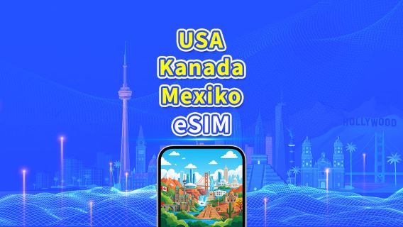 USA, Kanada, Mexiko eSIM | 5G/4G | Tages-/Gesamtdatentarif | 1–30 Tage | 24-Stunden-Abrechnung | QR-Code