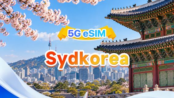 Sydkorea 5G eSIM | Dobbelt netværk · Understøtter ChatGPT & Google Maps | 500 MB/dag - 50 GB i alt | 1-30 dage | 24-timers fakturering | QR-kode