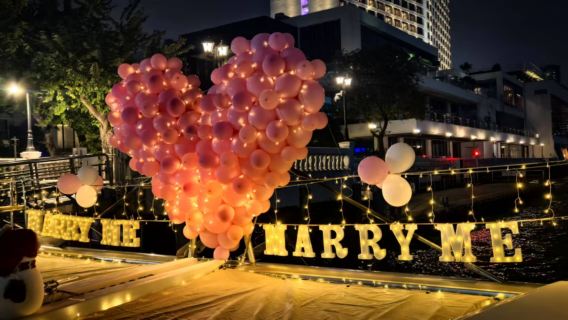【廣州遊艇生日求婚簡單佈置】廣州620雙體遊艇包船+生日求婚佈置~1.5小時動態夜遊珠江許下浪漫承諾